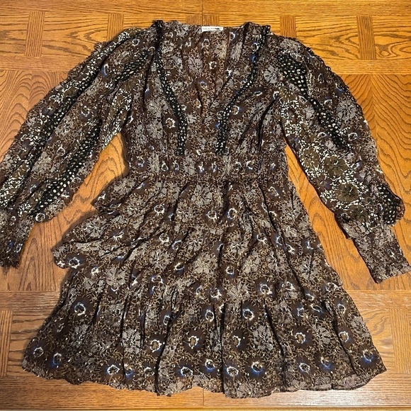 Ulla Johnson Tiered Silk Blend Brisa Mini Dress Noir Patchwork Sz 2 Party Dress - Picture 3 of 16